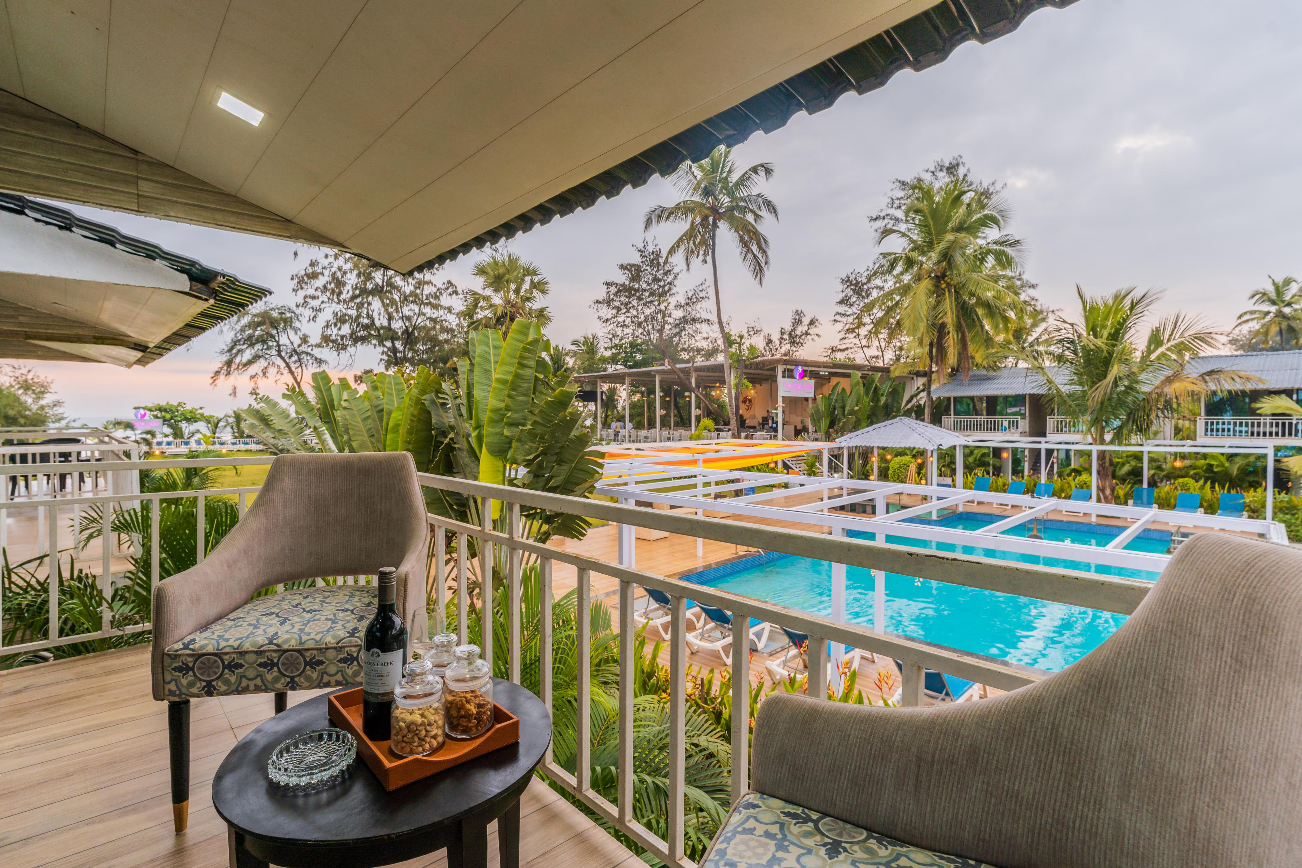 Poolside balcony at Silva Retreat Goa